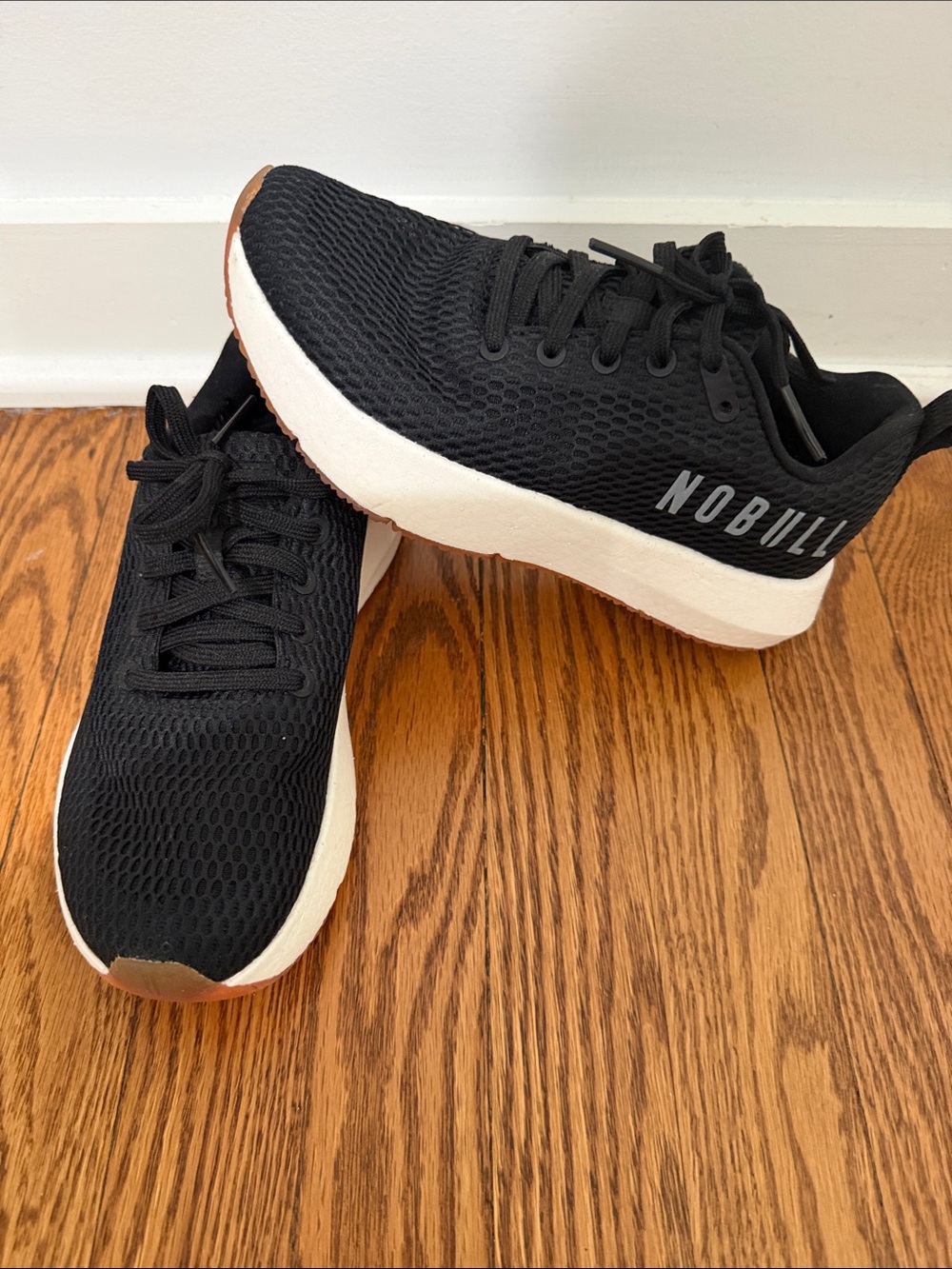 NOBULL Black Knit Women's Running Sneakers with White Midsole